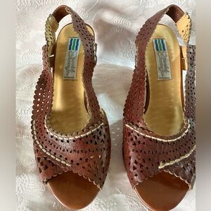 Brown Arnold Churgin wedge sandals, great shape, size 36.5